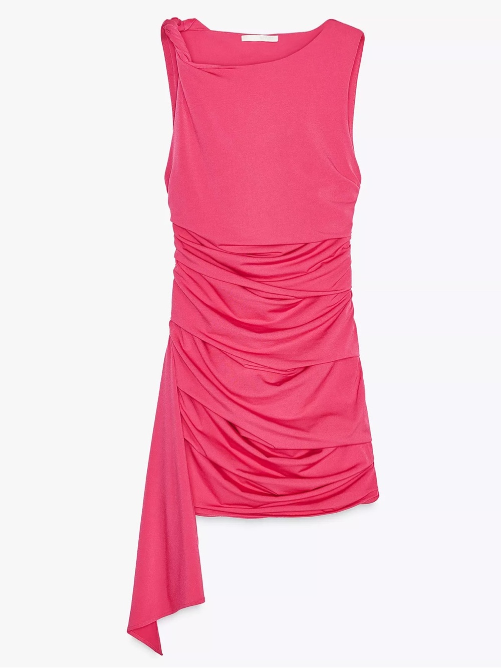 Zara Women’s Ruched One-Shoulder Dress in Hot Pink